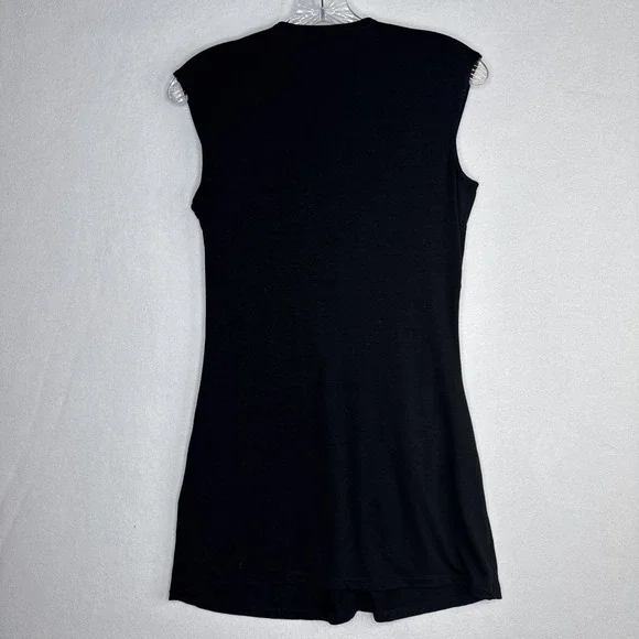 WHBM Black Sleeveless Top Draped Neck Jeweled Brooch Detail Womens Small - Picture 2 of 9